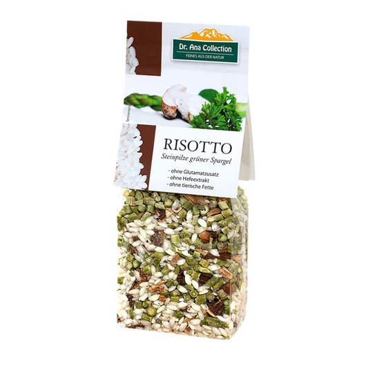 Steinpilzrisotto mit grünem Spargel