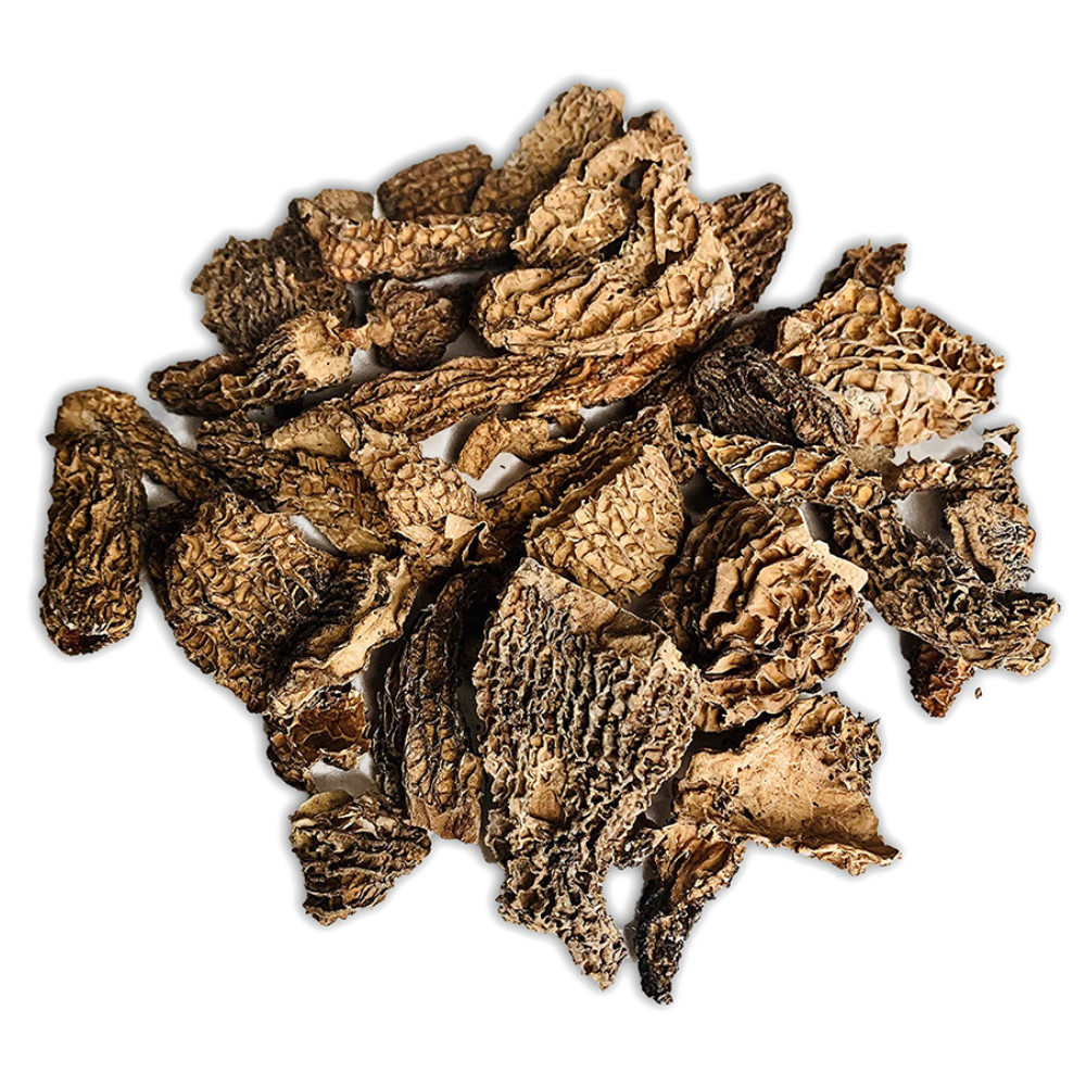 Dried pointed morel fragments