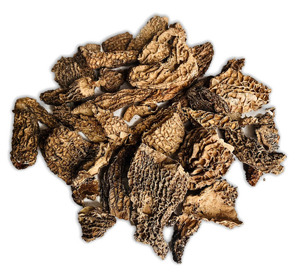 Dried pointed morel fragments
